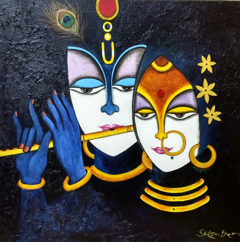 Radha Krishna Textured Painting