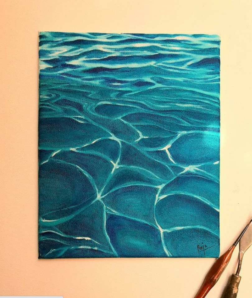 ocean painting (oil paint) (7inches x 8.5inches)