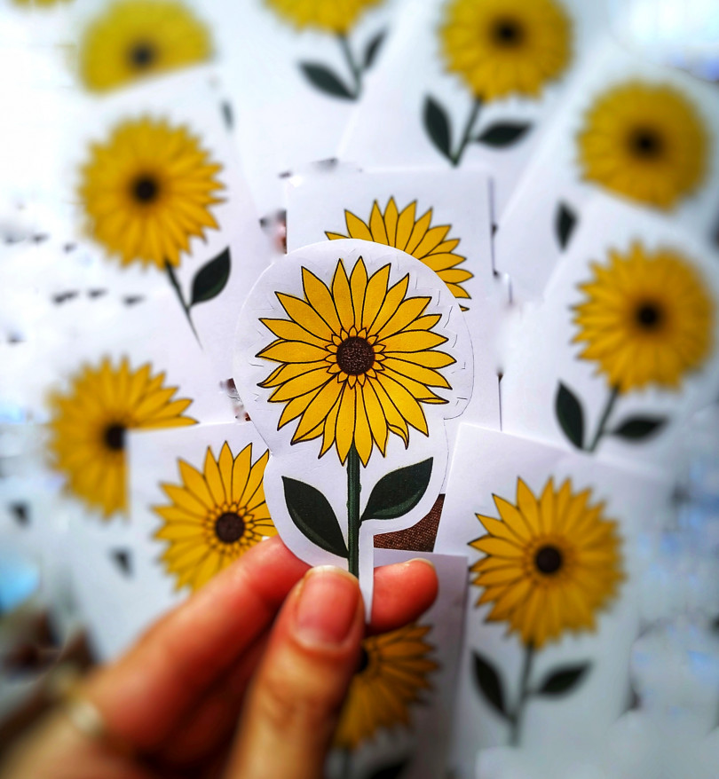 Bright yellow Sunflower sticker