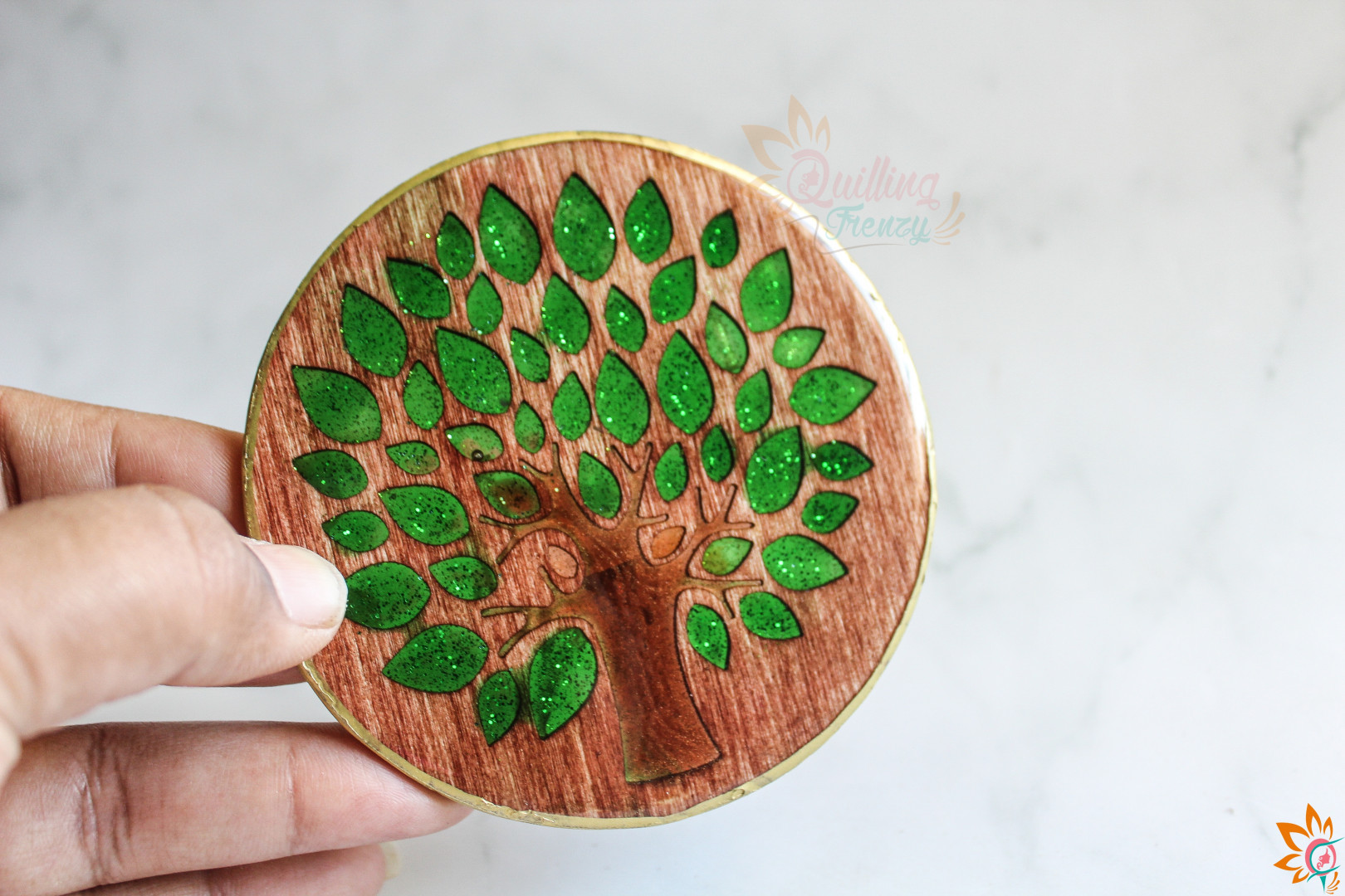 Trees Wooden Resin Coasters - set of 5