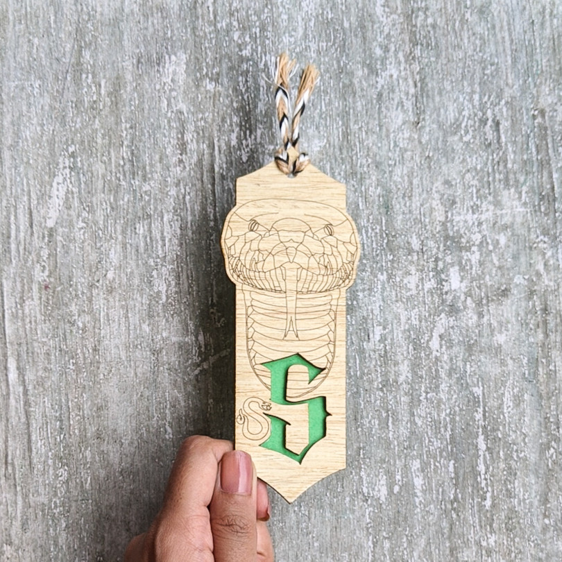 Harry Potter inspired Hogwarts house Slytherin premium wooden engraved bookmark, Fantasy collection