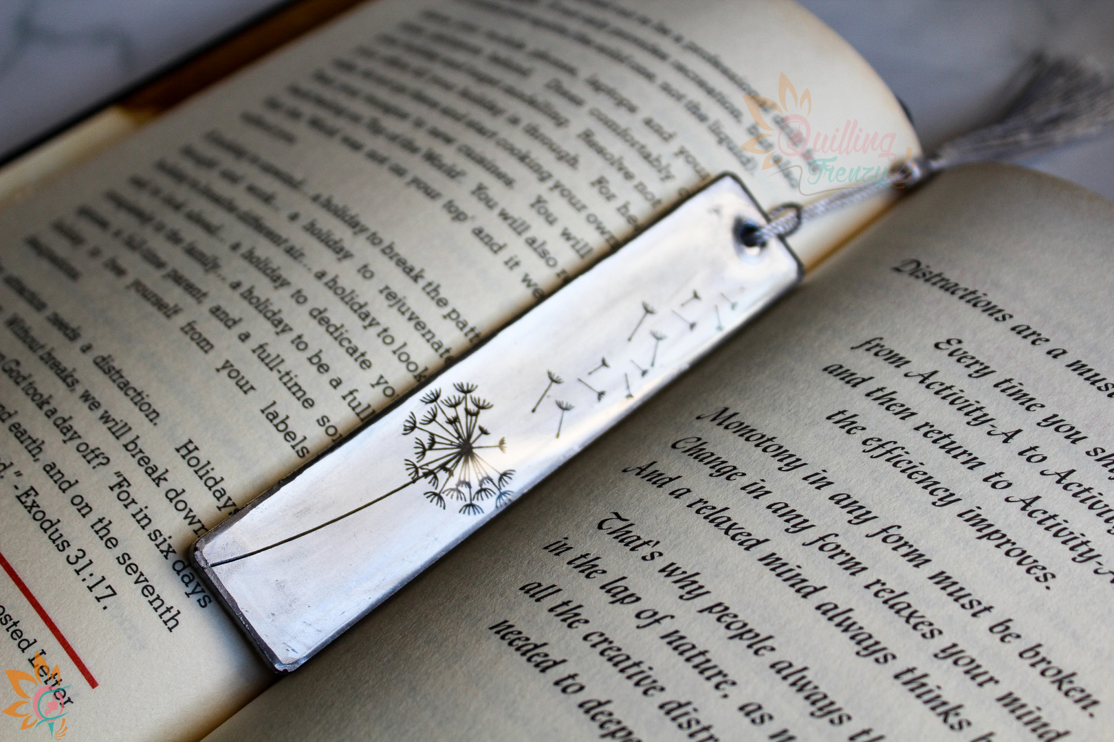 Dandelion Silver Resin Bracelet