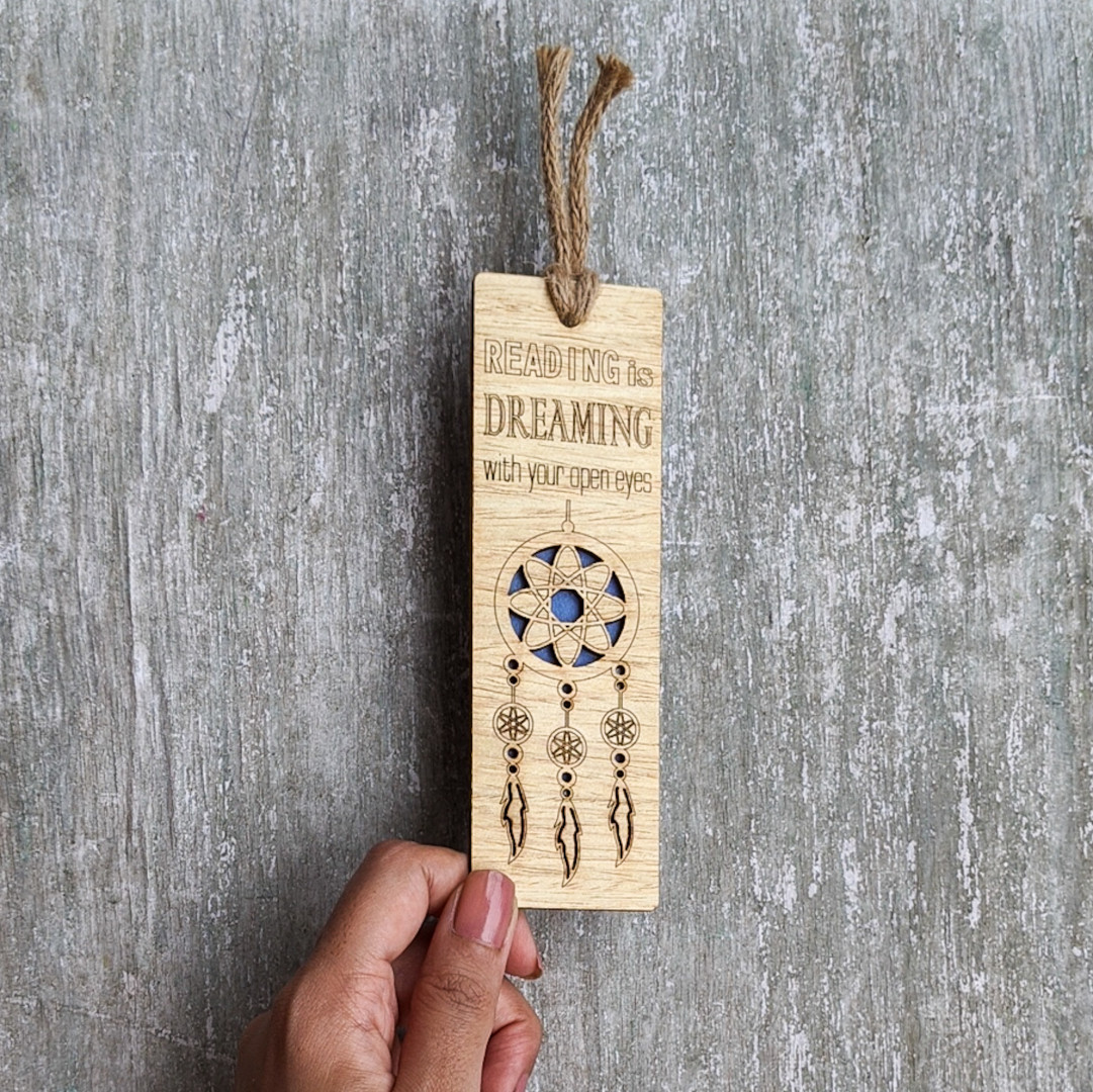 Dreamcatcher premium wooden engraved bookmark, Reader's collection