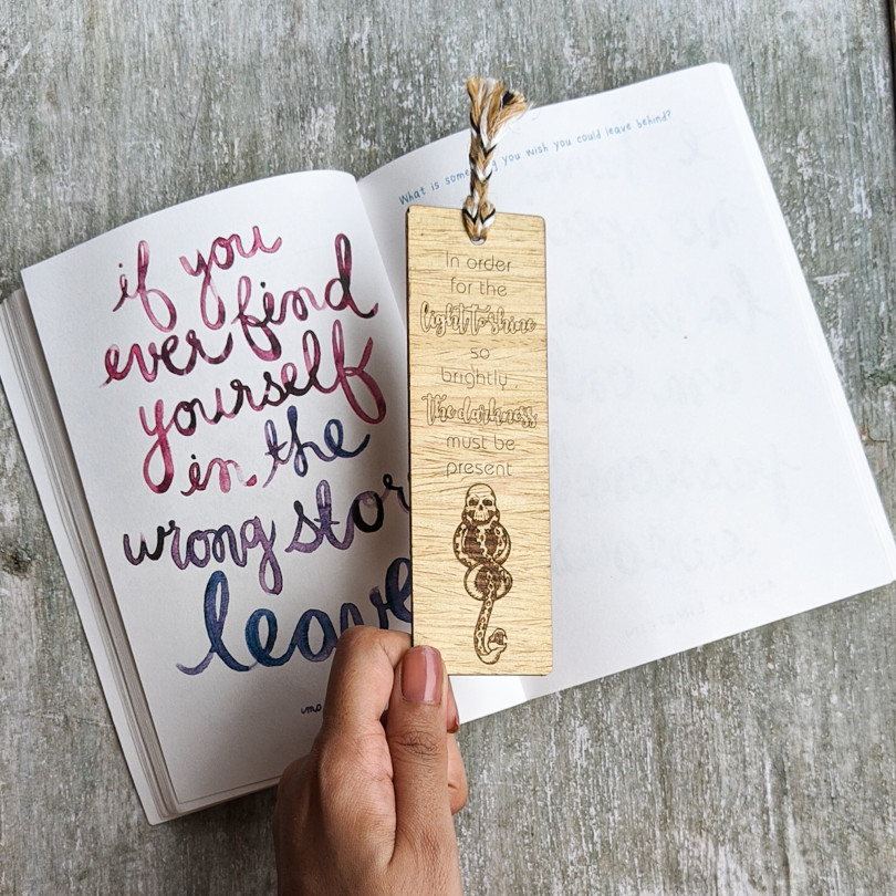 Inspirational quote premium wooden engraved bookmark, Reader's collection