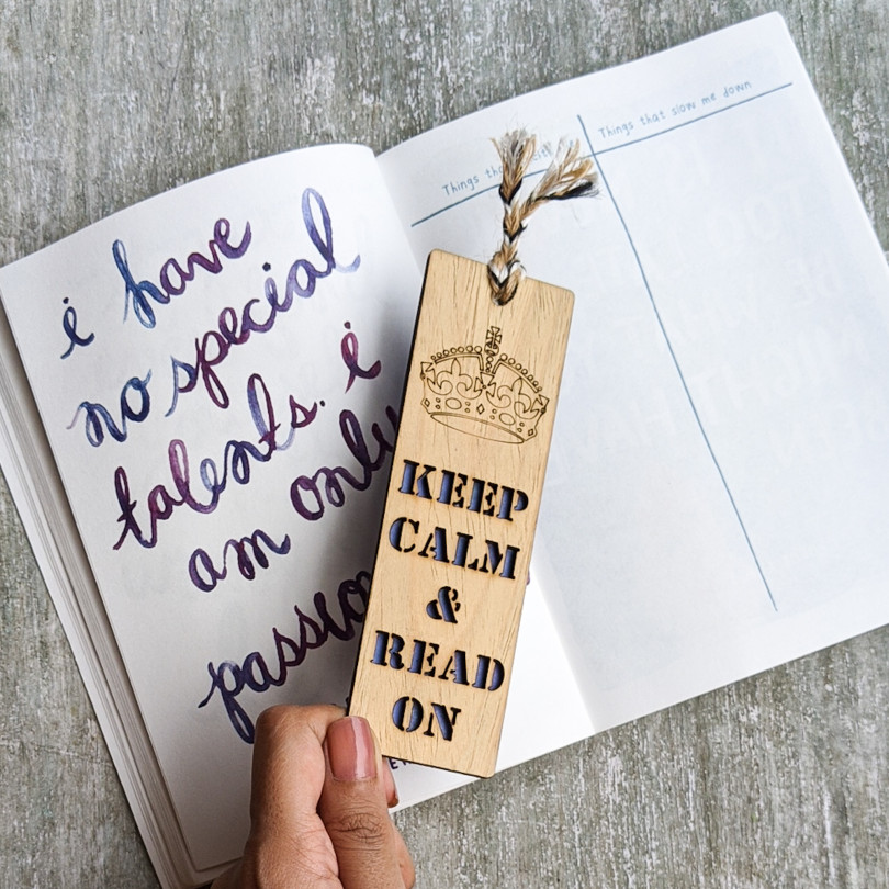 Keep calm and read premium wooden engraved bookmark, Reader's collection