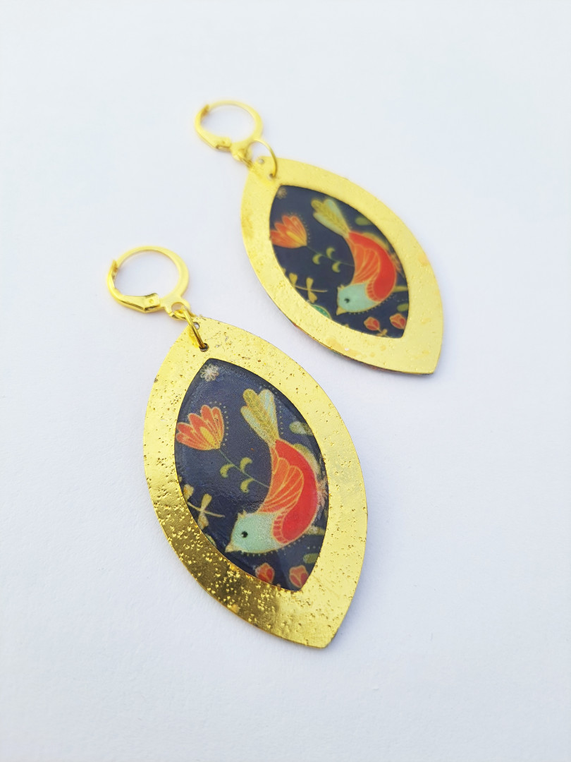 Bird brass earrings