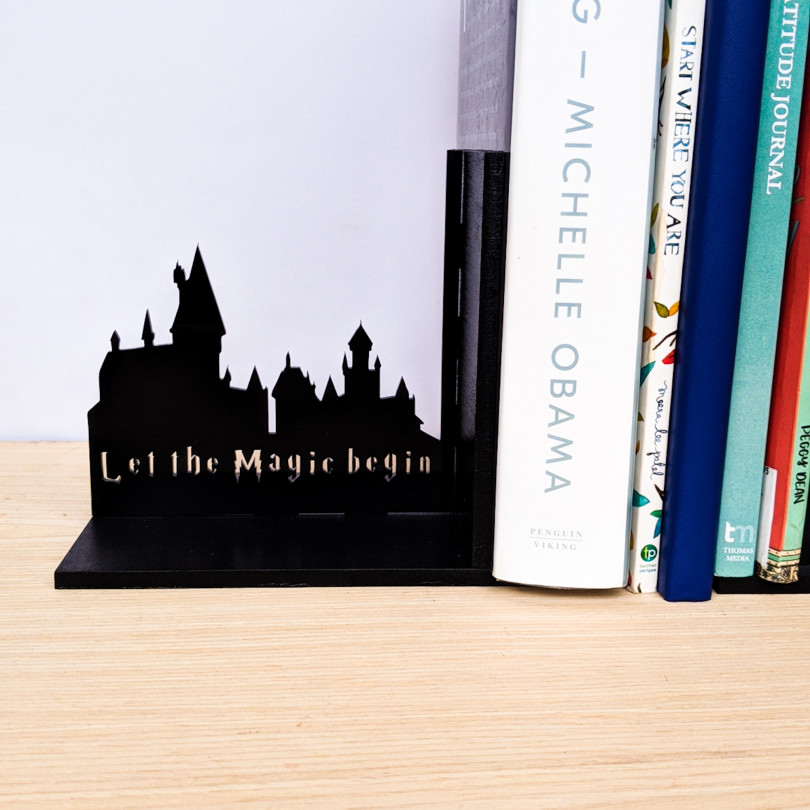 Harry Potter inspired Hogwarts and the Golden Trio laser cut bookends set | Book holder, Fantasy collection