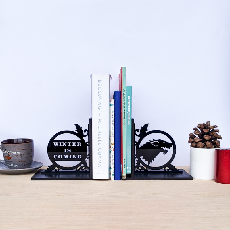 Game of Thrones inspired Winter is Coming and Stark house sigil laser cut bookends set | Book holder, Fantasy collection