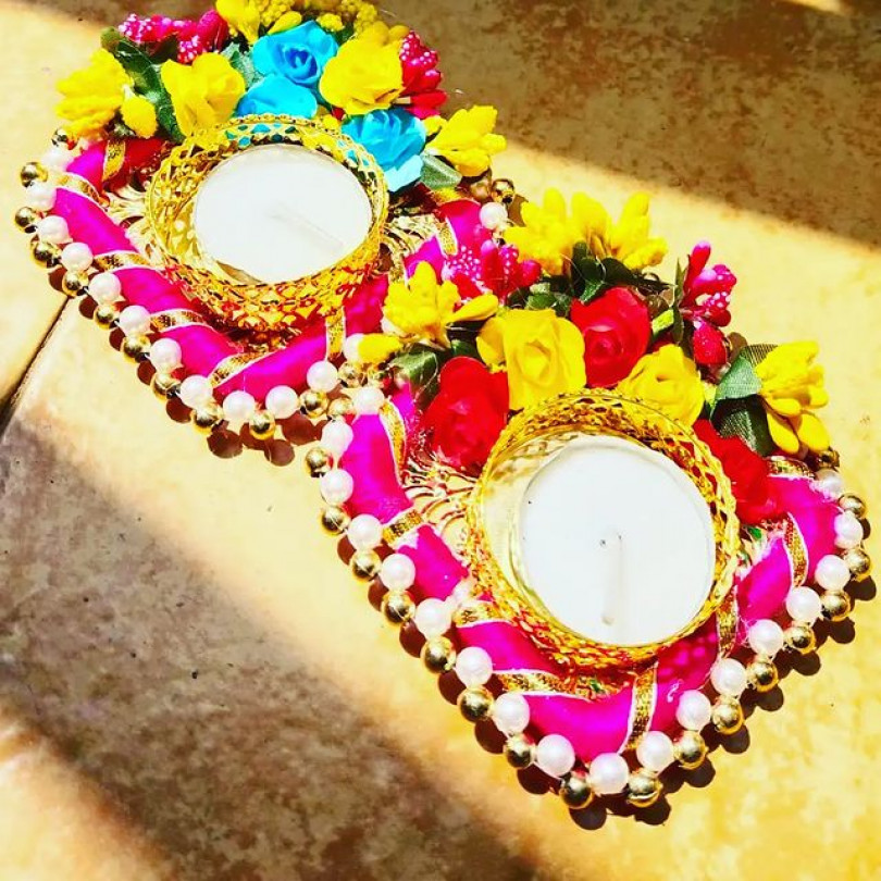 Decorative Tea Light Candle Holders with Platters
