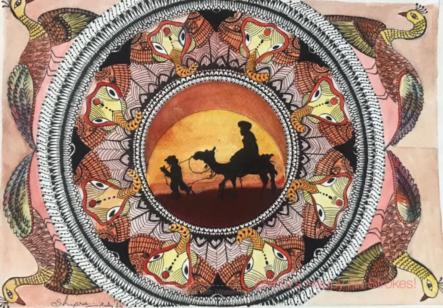 Rajasthani tales: mixed media painting