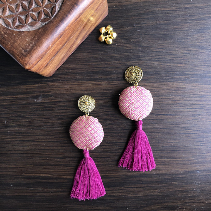 Pink Brocade Earrings