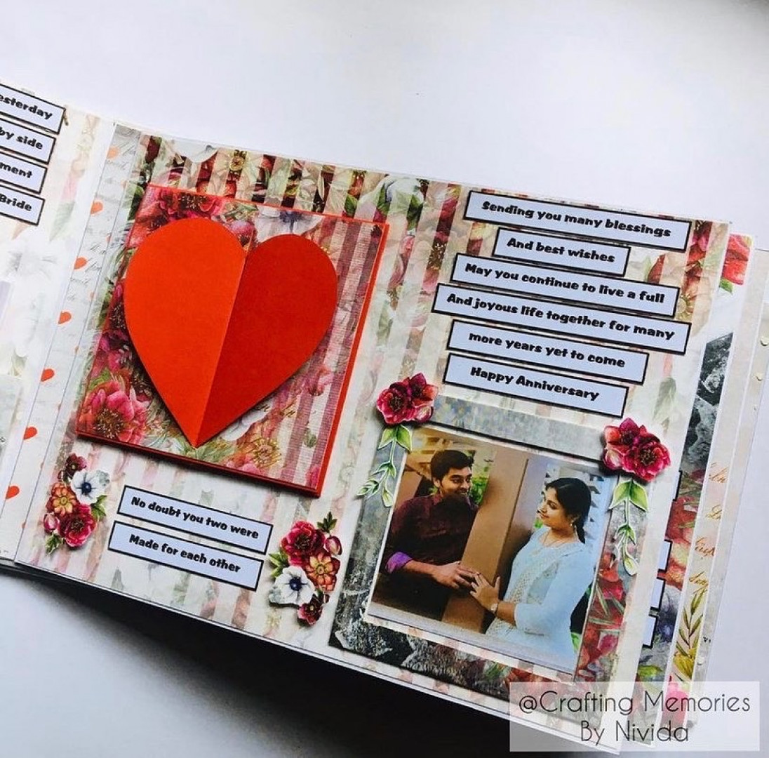 Red and black personalised Floral wedding anniversary scrapbook – Zupppy