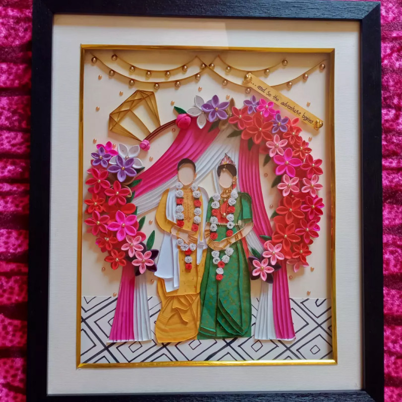 Couple Portrait Frame of paper quilling
