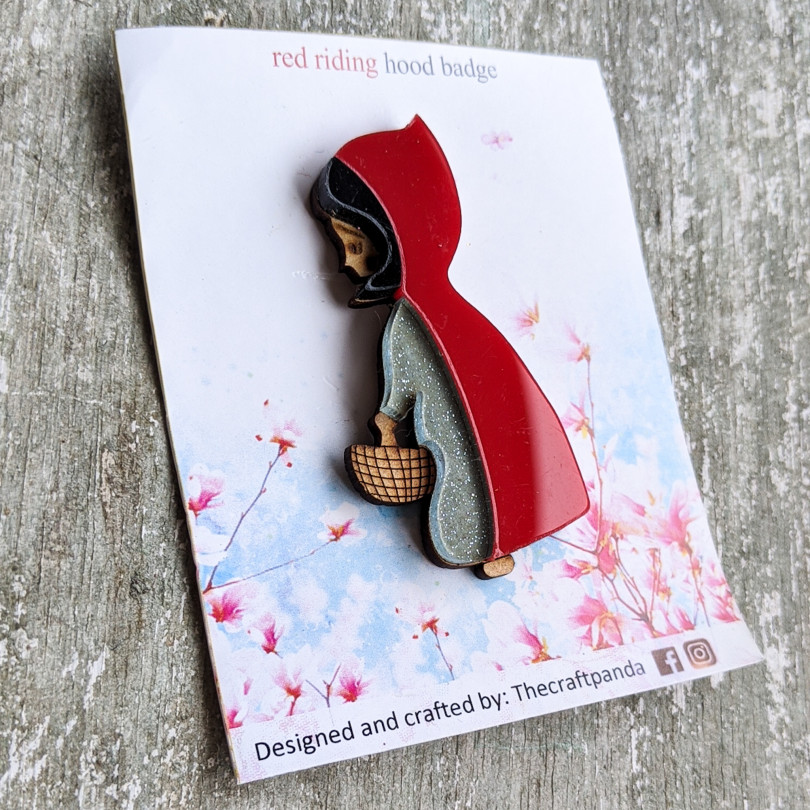 Laser cut Red Riding Hood brooch pin | Badge, Fantasy collection