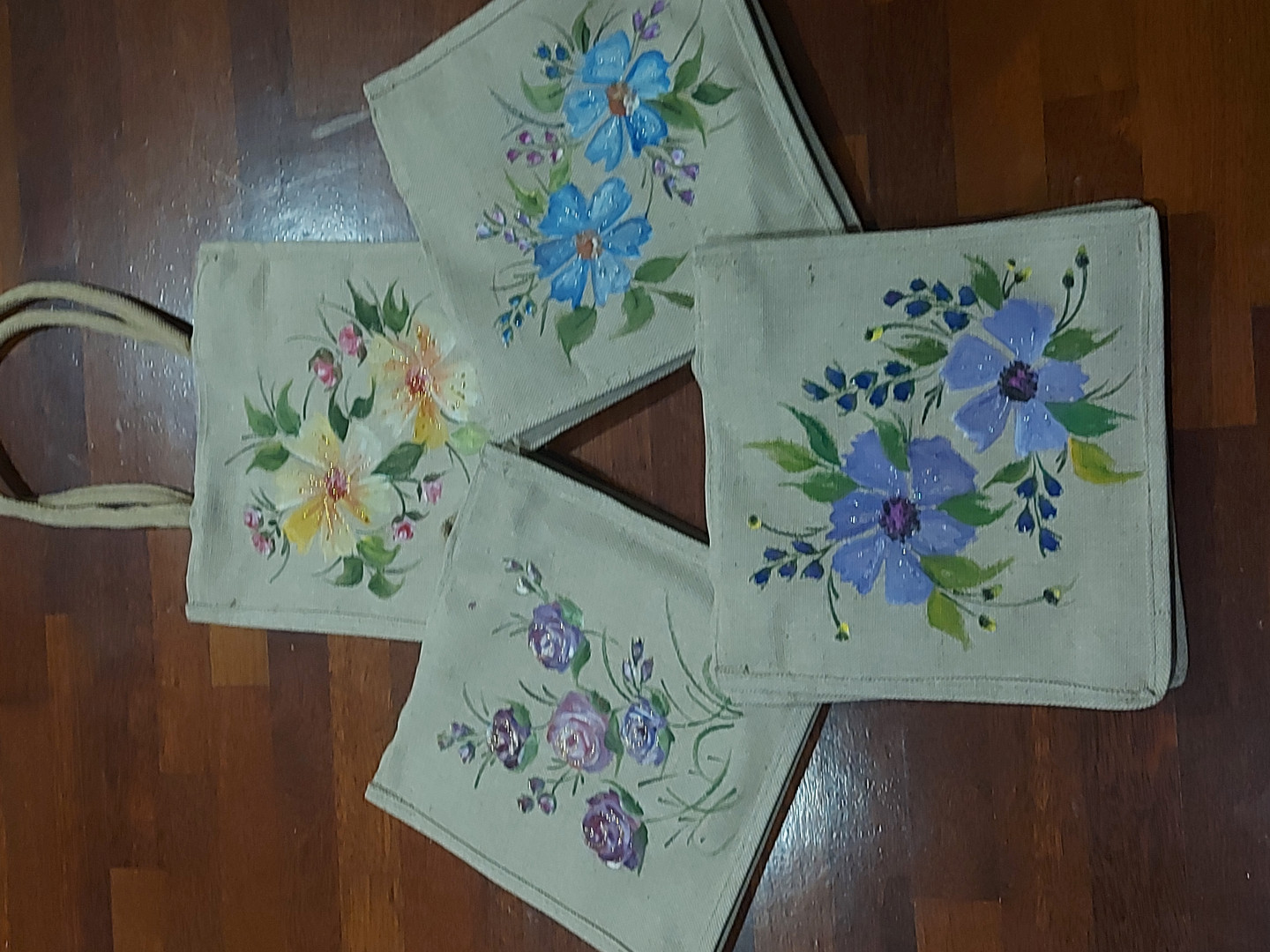 Hand painted jute bags