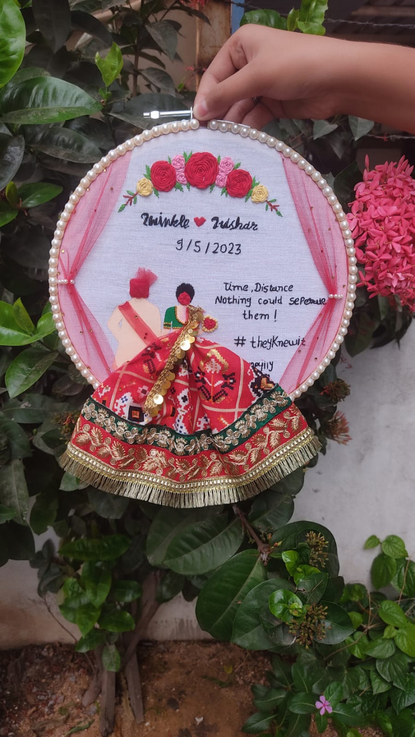 Gujarati lehenga wedding embroidery hoop