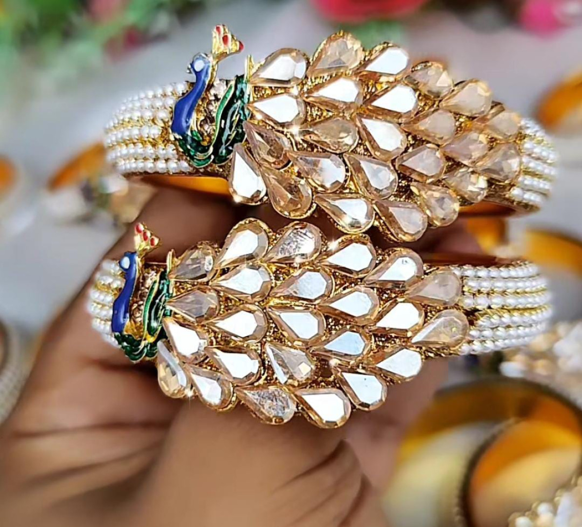 Bangles peacock with white beeds