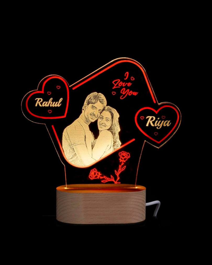 Laser Engraved customised LED Acrylic photo romantic frame with two color effect