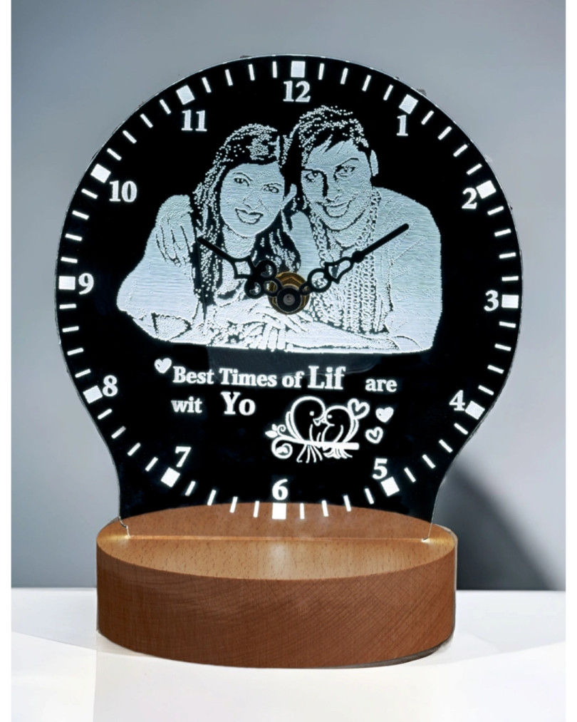 Wooden Base Acrylic customised photo Table Clock frame