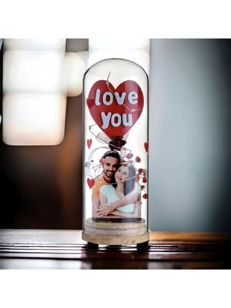 Love you Glass Dome customised frame with LED lights
