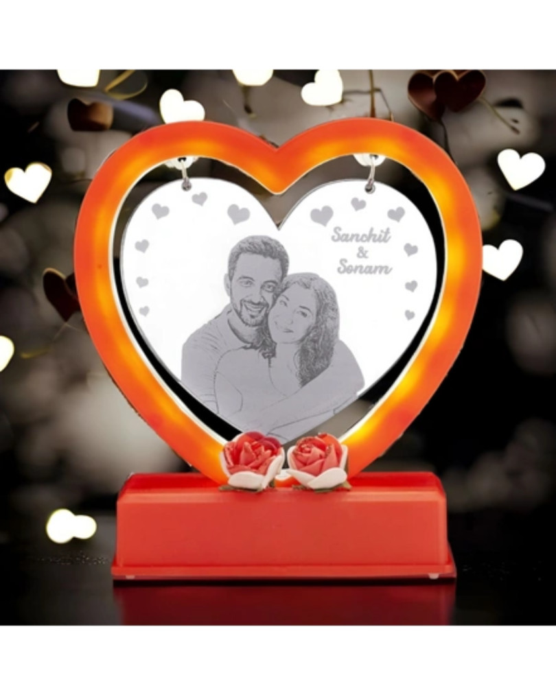 Heart Shape Plaque customised photo frame with LED lights