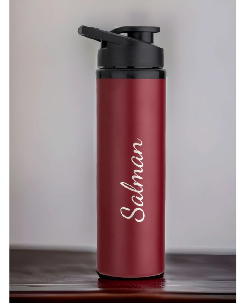 Customised with name Sipper Bottle red and black