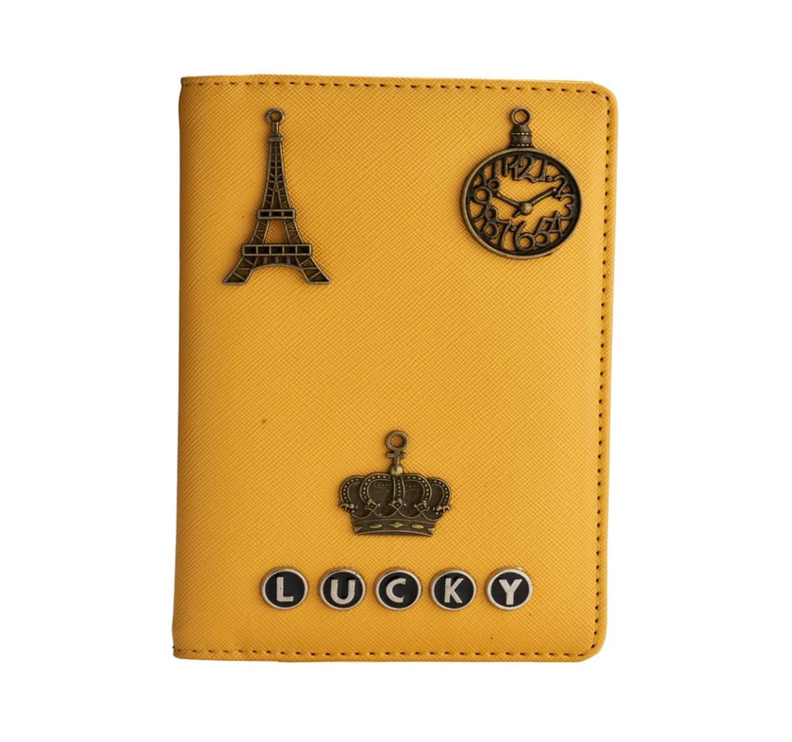 Yellow Passport Cover customised with name | Utility and corporate gift