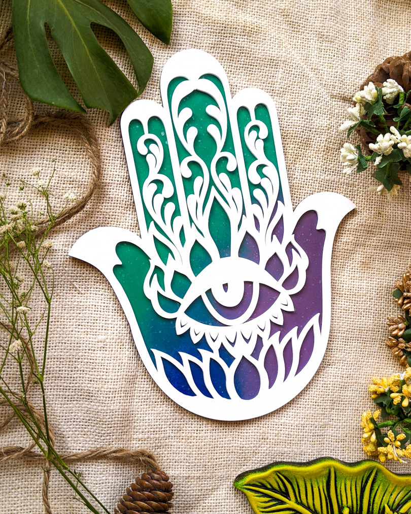 Hamsa hand wall hanging | Diwali collection - Traditional and auspicious  | Green+blue