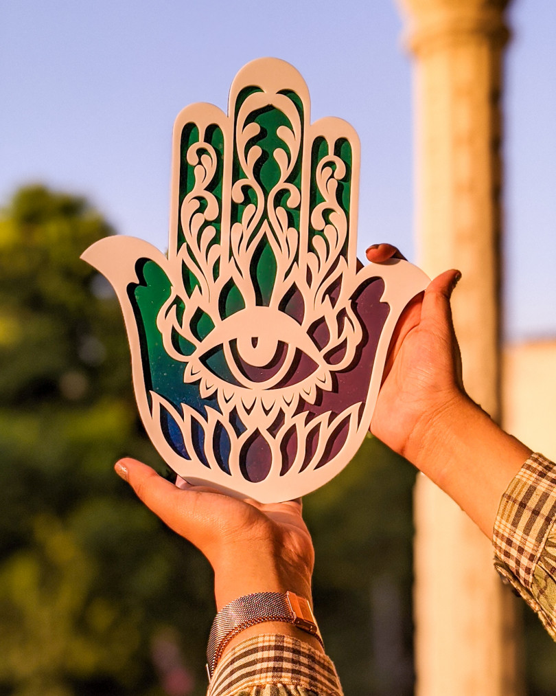 Hamsa hand wall hanging | Diwali collection - Traditional and auspicious  | Green+blue