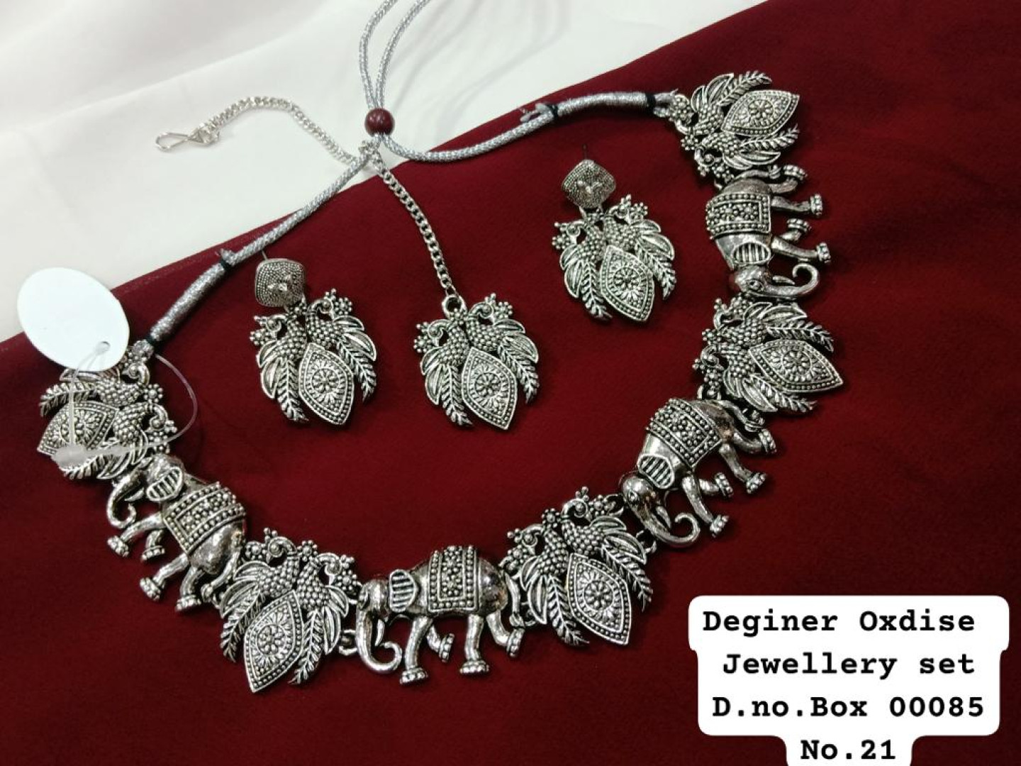 Traditional Elephant and Peacock Necklace set with Earring