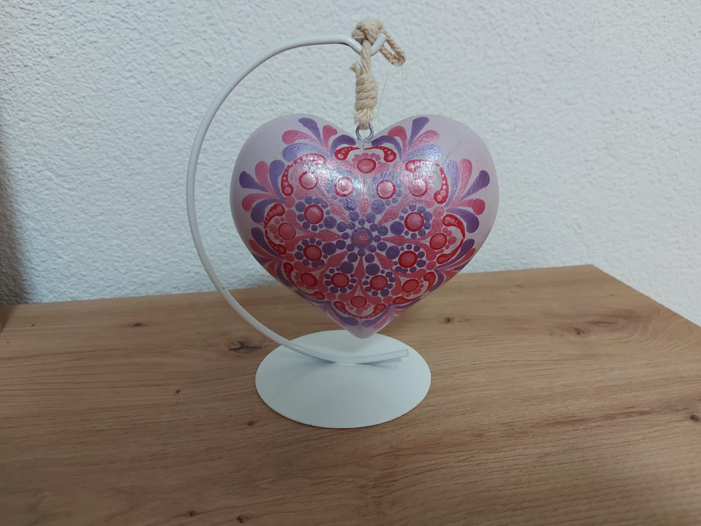 Mandala Art on Wooden Heart