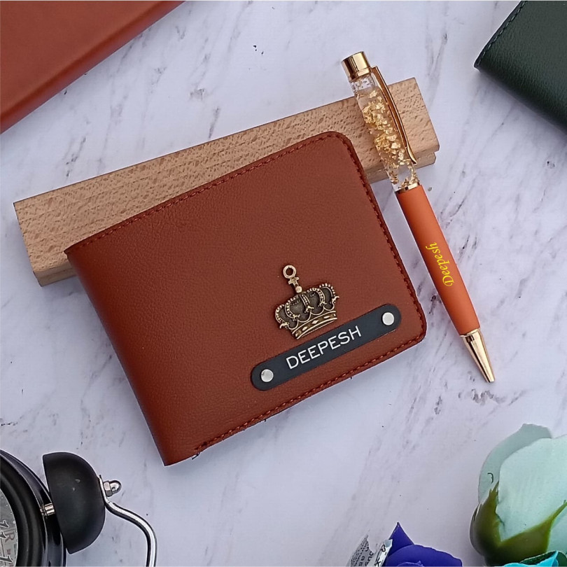 Imported Men's Leather Wallet + Pen
