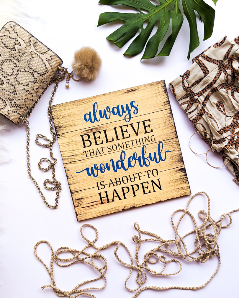 'Always believe in yourself' wooden wall frame & hanging