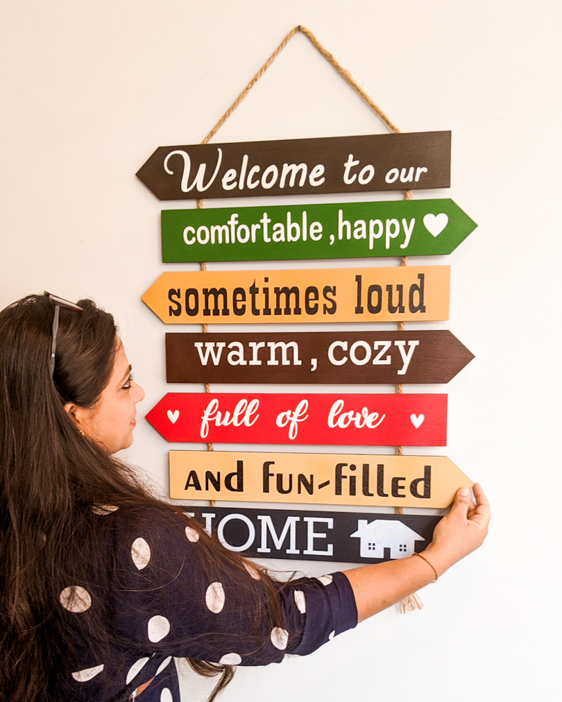 Welcome to our house handpainted wooden seven pallet board