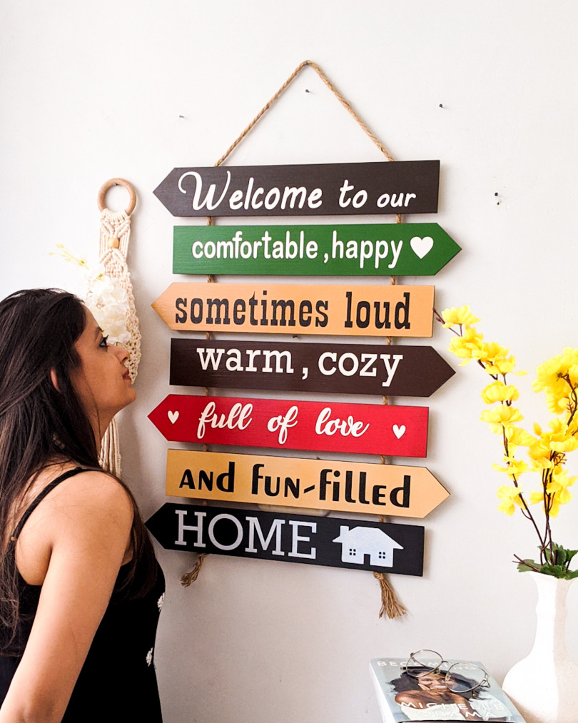 Welcome to our house handpainted wooden seven pallet board