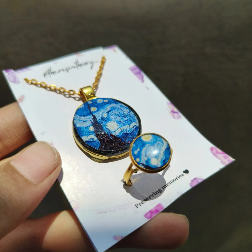 Starry night pendant and ring