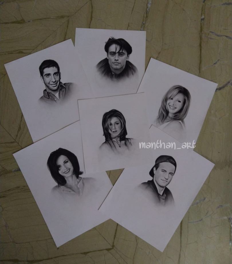 Cast of FRIENDS  Pencil sketch  Drawing the cast of FRIENDS   Friends reunion  YouTube