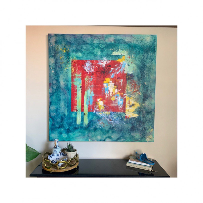 Squared Size - 36”x 36” inches - Original abstract on textured canvas, DM for price!